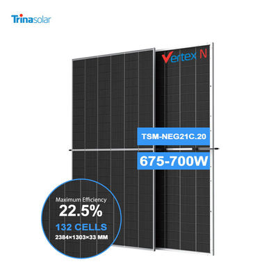 Trina Solar Vertex Bificial N-type 675W 680W 685W 690W 695W 700W Panneaux solaires pour le système d'énergie solaire