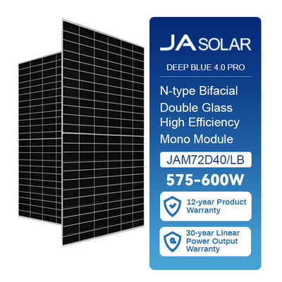 182mmx182mm Taille de cellule JAM72D40LB 575w-600w Deep Blue 4.0 Pro Panneau solaire bifacial de type N