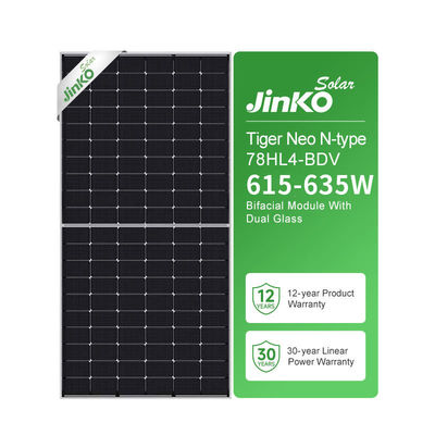 Ventilateur avant 2,0 mm Jinko Panneaux solaires bifaciaux 635W 630W 625W 620W 615WP Topcon de type N