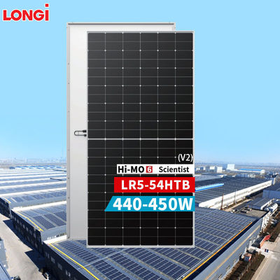 LONGi Hi-MO 6 LR5-54HTB 440-450M Panneaux solaires bifaciaux à demi-cellule tout noir 440W-450W 23%