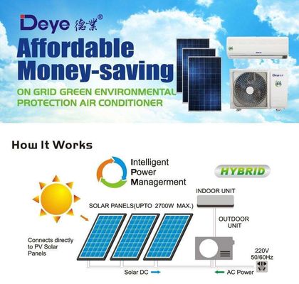 Températeur inclus climatiseur solaire hors réseau DC 48V hybride portable
