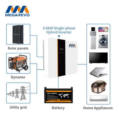 13A Courant de sortie Inverseur hybride solaire 10KW avec fonction parallèle IP 65 Megarevo R8KLNA