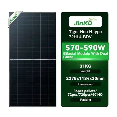 Panneaux solaires bifaciaux de type N 72HL4-BDV de 575W pour le système d'énergie solaire