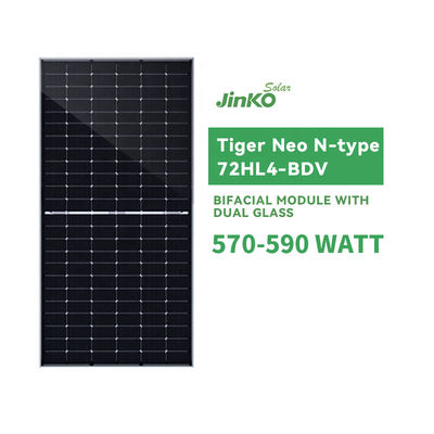 Panneau solaire Jinko 570-590 Watt Bifacial Jinko Tiger Neo N-type 72HL4-BDV pour les projets