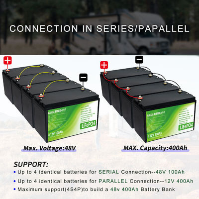 BMS intégré ABS PC noir LiFePO4 batterie cylindrique pour alimentation domestique 12,8V