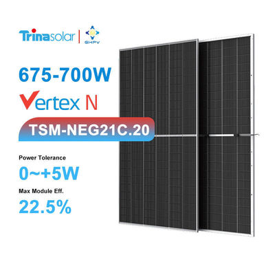 Panneau solaire monocristallin de type N à double face à double verre de 700 W pour une production maximale