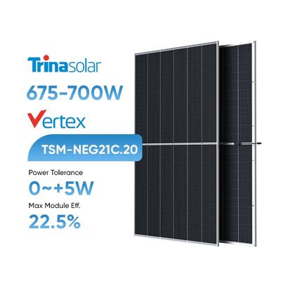 Trina Solar Vertex Bificial N-type 675W 680W 685W 690W 695W 700W Panneaux solaires pour le système d'énergie solaire