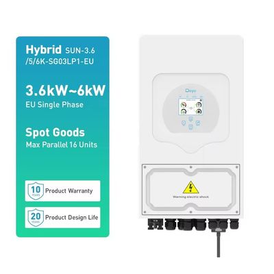 Invertisseur solaire hybride à phase unique certifié CEI 5 kW 6 kW 8 kW pour un système tout en un