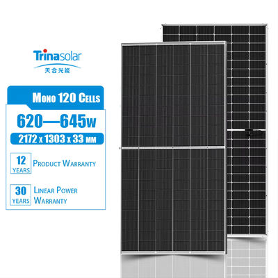 Panneaux solaires bifaciaux de type N 620w 625w 630w 635w 640w 645w pour une taille de cellule de 210mmx210mm