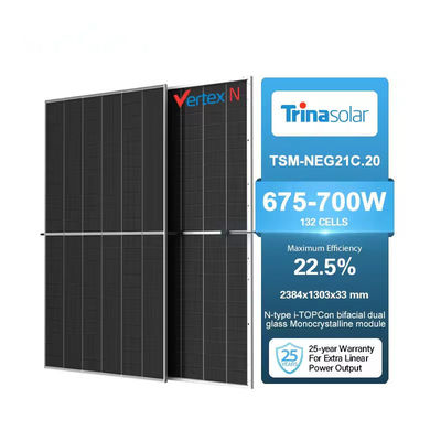 Panneau solaire bifacial monocristallin de 670 à 700 W pour l'installation sur le toit
