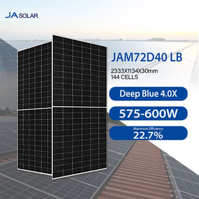 JA Solar Deep Blue 4.0 N-Type Bifacial Double Class Mono Module 575-600W JAM72D40 LB qui est équipé d'un système de détection de l'énergie