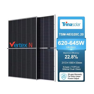 Trina Solar TSM-NEG20C.20 620-645W Module solaire photovoltaïque bifacial mono de type N pour les systèmes photovoltaïques