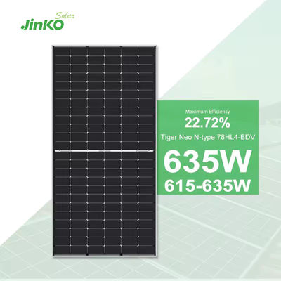 Panneau solaire bifacial double verre de type N 615-635W avec 22,7% d'efficacité de Jinko