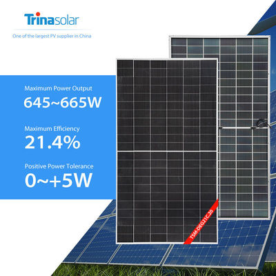 IP68 Boîte de jonction Trina TSM-DEG21C.20 645-665W Panneau solaire bifacial à double verre