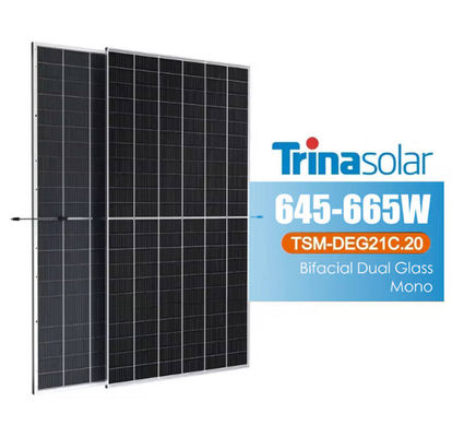 Panneau solaire Trina 645w 650w 650w 655w 660w 665w mono demi-cellule bifaciale double verre