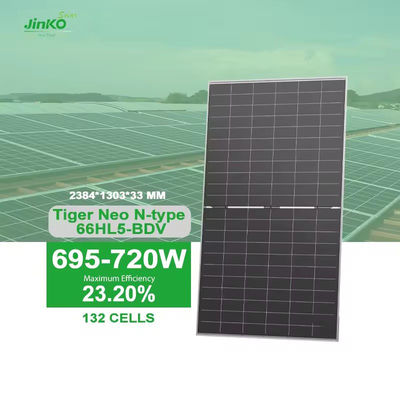 695W 700W 710W 715W 720 Watt Panneau solaire photovoltaïque bifacial à double verre avec une tolérance de puissance de 0 à 3%