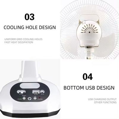 Populaire ventilateur de table de charge solaire de 12 pouces avec panneau et lumière LED