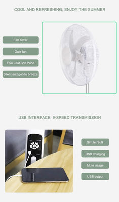 5 lames 16/18 pouces ventilateur solaire rechargeable avec panneau solaire