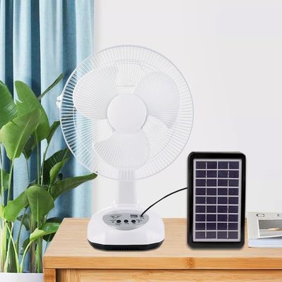 Ventilateur solaire rechargeable à usage domestique de 12 pouces 6V AC DC avec lumière de nuit LED